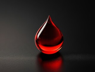 Obraz premium Glossy Water Droplet on Dark Background Capturing Light and Shadow
