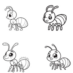 High-Quality Cute Cartoonic Velvet Ant Outline Vector Illustrations