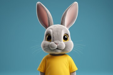 Obraz premium a close up of a rabbit wearing a yellow shirt