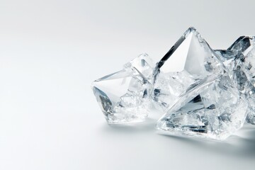 clear ice cubes on a white surface