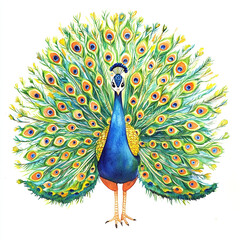 A Stunning Indian Peacock Displaying Its Vibrant Feathers in Full Splendor Showcasing a Kaleidoscope of Colors and Intricate Patterns in a Natural Setting