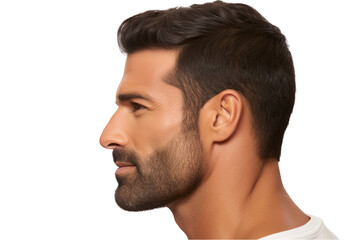 Obraz premium Man Looking Over Shoulder Isolated on Transparent Background