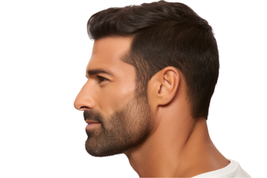 Man Looking Over Shoulder Isolated on Transparent Background