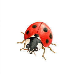 Fototapeta premium Crawling Red Ladybug Minimal Isolated Watercolor Art with Delicate Details and Soft Hues Perfect for Nature Lovers Insect Enthusiasts and Artistic Decor in a Serene Setting