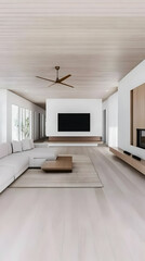 Modern Minimalist Living Room 3D Illustration