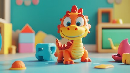 Fototapeta premium A fun, playful ad for a new kids toy brand featuring engaging animations and bright colors