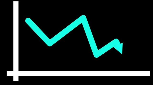 Infographic loss or decrease line chart graph - business graph and chart, financial arrow downward