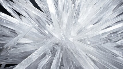 A cluster of clear, faceted crystals radiates outwards from a central point.
