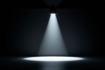 Obraz premium a dark room with a light coming from the ceiling