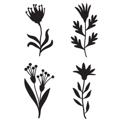 Hand Drawn Vector Flower Set for Artistic Designs
