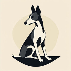 Obraz premium Modern Logo Design Featuring a Stylish Ibizan Hound Dog in a Pale Color Palette Perfect for Pet Lovers and Dog Enthusiasts Seeking Unique and Eye-Catching Graphics