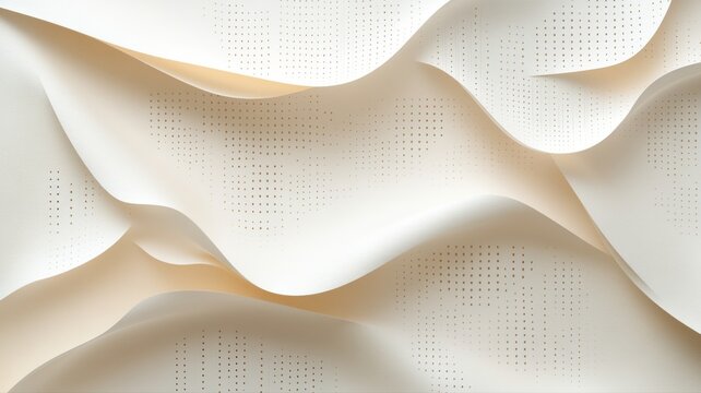 Abstract wavy paper texture with perforated details in soft beige tones, creating a modern elegant design background.