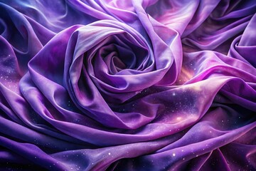 Dreamy purple cloth, a surreal double exposure of abstract fabric textures.