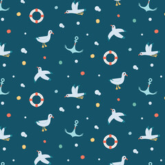 Ocean pattern on a black background. Pattern for wallpaper, packaging, children's items. Ocean. Marine animals. Vector