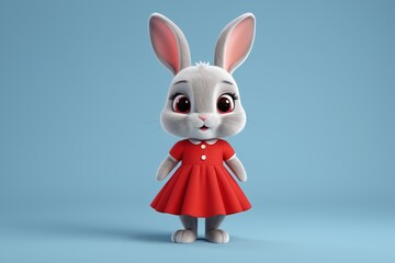 Obraz premium a close up of a cartoon rabbit wearing a red dress