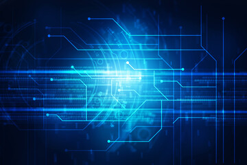 2d illustration Abstract futuristic electronic circuit technology background