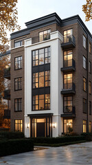 Modern Brick Apartment Building 3D Illustration