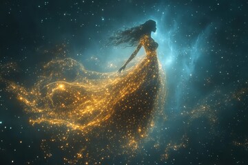 Obraz premium Fantasy woman in a magical glowing dress