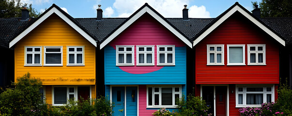 Obraz premium Colorful House Row Illustration