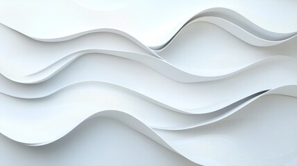 Obraz premium Abstract white wavy pattern background with layered curves, perfect for design projects and textures.