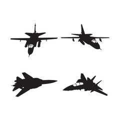 Set of Military Aircraft Silhouettes for Graphic Design