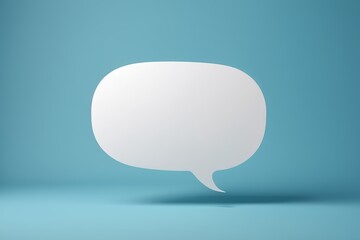 arafed white speech bubble on a blue background with shadow