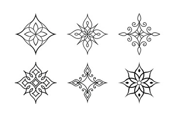 Set of Ornate Decorative Floral Art.