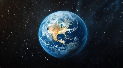 Fototapeta premium A realistic view of Earth encased in a glowing holographic network in space