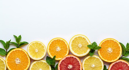 Citrus Fruits Frame on White Background
