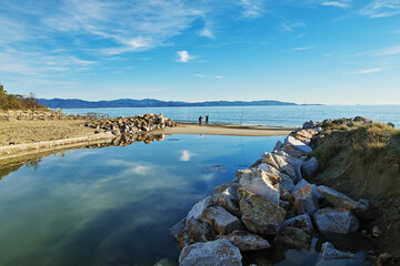Panorama within the protected coastal natural area of Sterpaia Piombino Livorno Tuscany Italy
