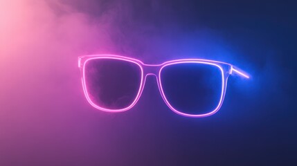 Neon Glowing Glasses with Pink and Blue Smoke Background