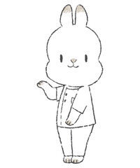 お知らせをする看護師のうさぎのキャラクターの手書きイラスト