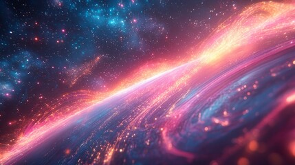 Fototapeta premium The Earth glowing softly in space, with vibrant, curved light lines symbolizing networks