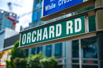 Fototapeta premium Street name sign of Orchard Road in Central Area of Singapore