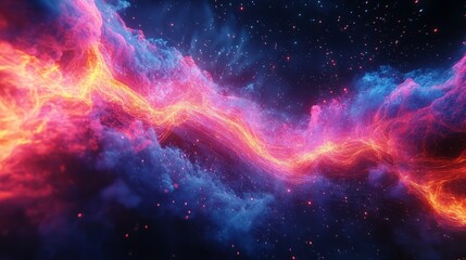 Naklejka premium The Earth wrapped in a web of vibrant, pulsing neon lines in space