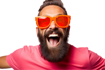 Man with Funny Sunglasses Isolated on Transparent Background