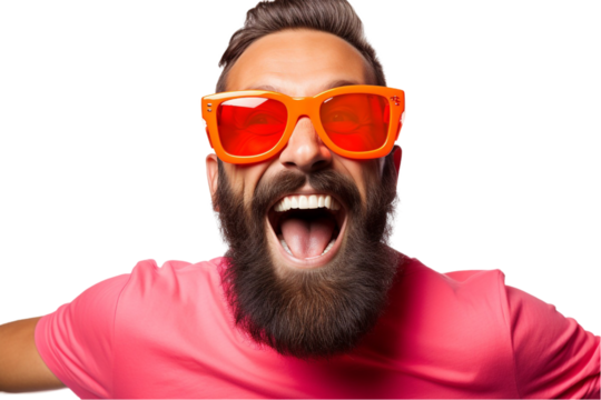 Man with Funny Sunglasses Isolated on Transparent Background - Powered by Adobe