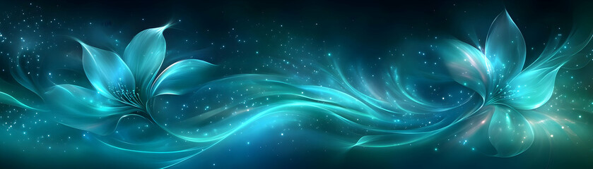 Fototapeta premium Glowing Teal Floral Abstract Background