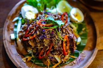 Indonesian gado-gado salad sold in Balinese restaurant