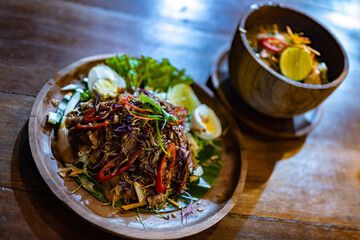 Indonesian gado-gado salad sold in Balinese restaurant