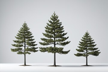 Obraz premium three trees are standing in a row on a white surface