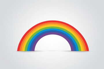 a brightly colored rainbow on a white background with a shadow