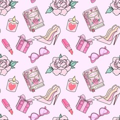 Coquette Girly Glam. Coquette seamless pattern. 
