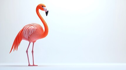 Fototapeta premium Colorful flamingo displaying elegance in minimalist studio setting