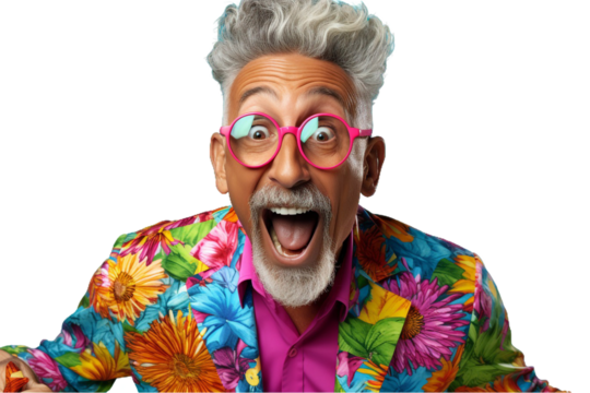 Man with Funny Sunglasses Isolated on Transparent Background
