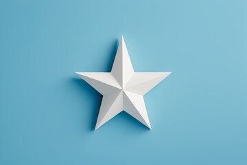 Obraz premium a white star on a blue background with a shadow