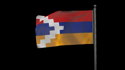 Artsakh flag animation on transparent background. Alpha 4K