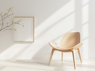 minimalist interior with chair and framed art