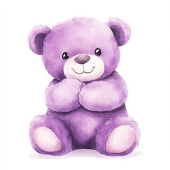 Obraz premium Minimal Isolated Purple Teddy Bear Embraced in a Warm Hug Soft Plush Toy for Kids and Adults Perfect for Gifts Decor and Comfort in a Simple Clean Background