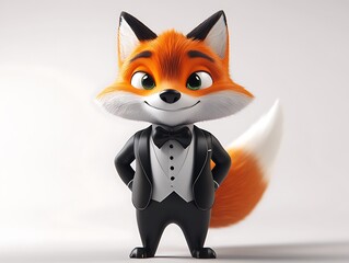 Obraz premium Stylish cartoon fox character studio digital art bright background front view